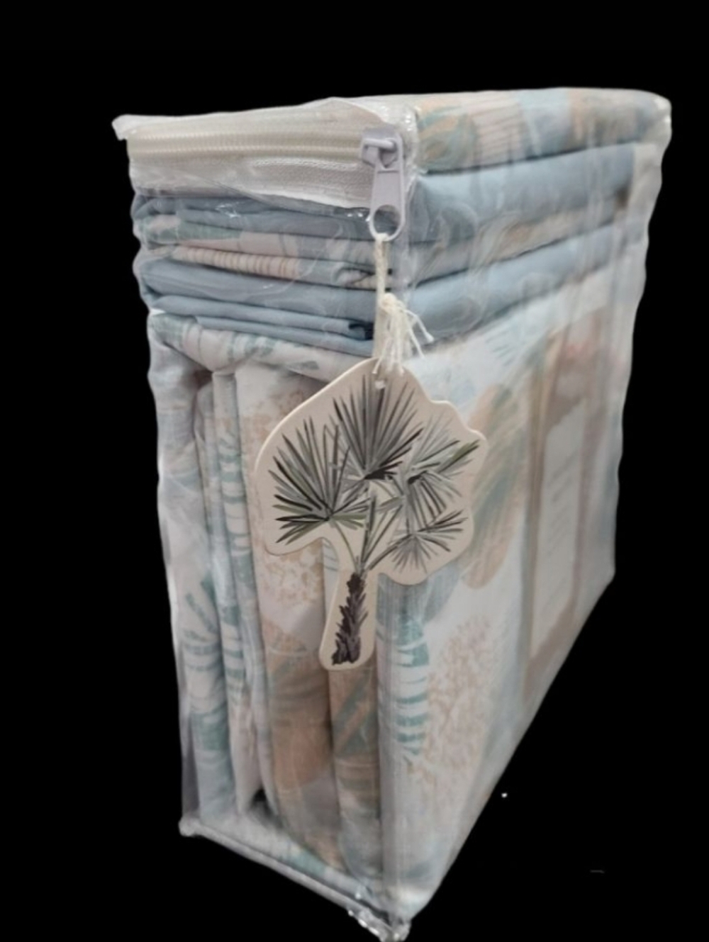 6pc Coastal Palm Leaf Tropical Sunset Queen Bed Sheets 4 Pillowcases Decor Set - Picture 6 of 9